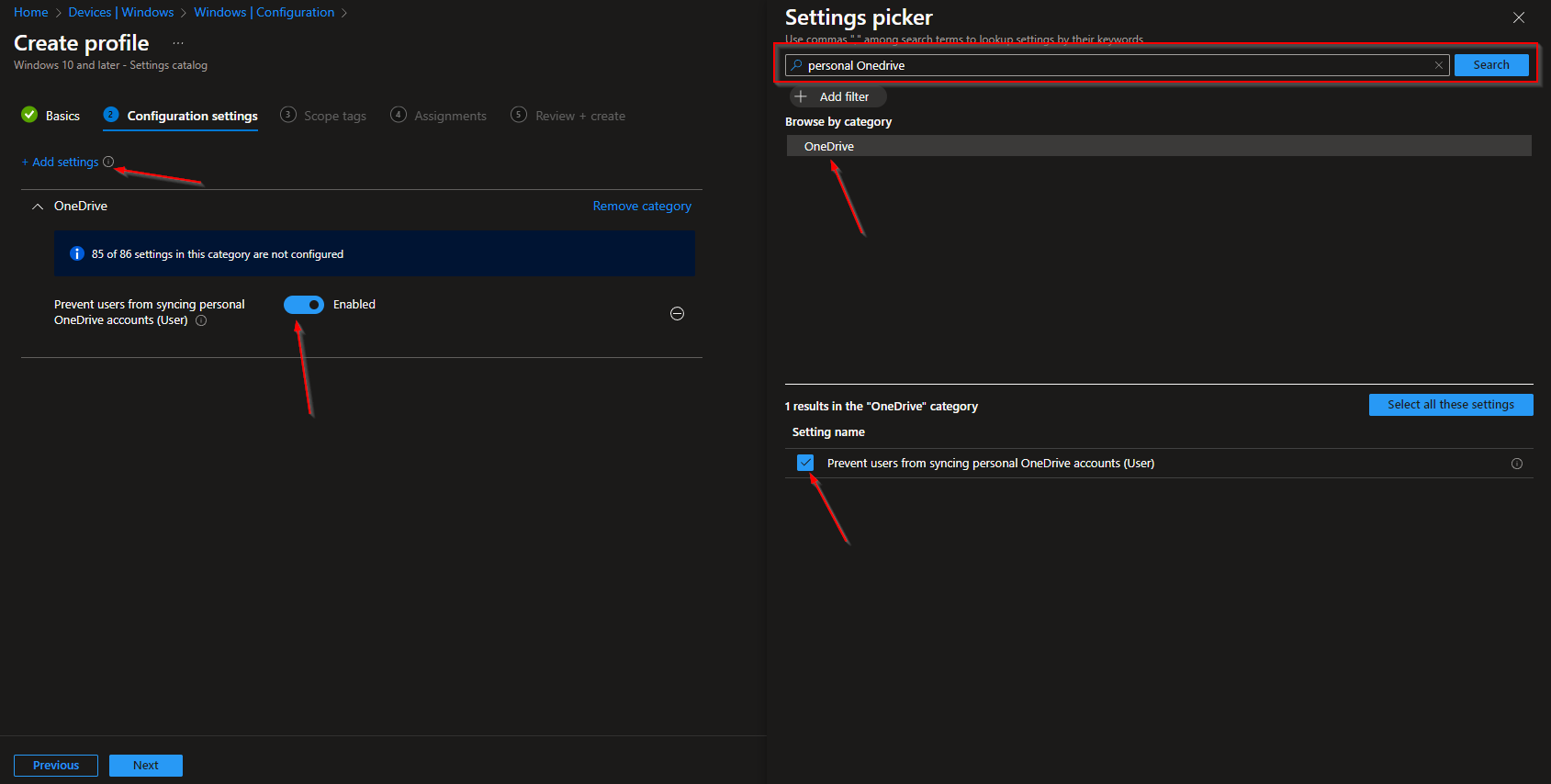 Configuring OneDrive to prevent personal account sync